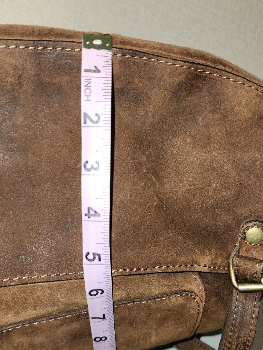 Patricia Nash Chestnut Brown Suede Backpack with Brass Clasp - Picture 4 of 8